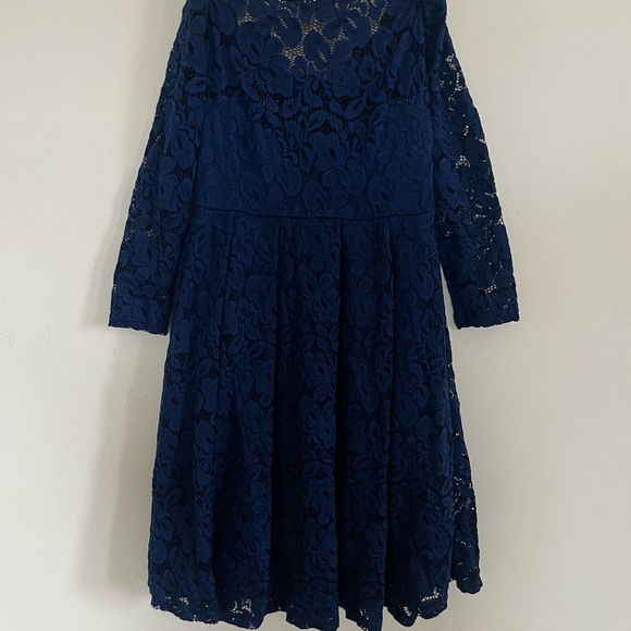 Elegant Navy Blue Lace floral Dress size S - Picture 7 of 10